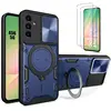 Coque pour Samsung Galaxy A56 5G - BOOLING - Bleu Marine Anneau Cache ...