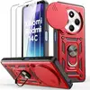 E.F.CONNECTION Coque pour Xiaomi Redmi 14C avec 2 Verres Trempés, Coque Rouge Antichoc Rigide avec Protection Caméra