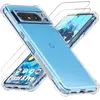 E.F.CONNECTION Coque pour Google Pixel 8 Pro - TPU Antichoc Transparente + 2 Verres Trempés Vitre Protection
