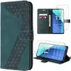 E.F.CONNECTION Coque pour Xiaomi Redmi Note 13 4G (pas pour 5G) avec 2 Verres Trempés, Synthécuir avec Fentes pour Carte - Vert Nuit