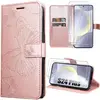 BOOLING Coque de protection - Noname - Samsung Galaxy S24 Plus - Cuir PU - Motif Papillon - Rose