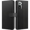 E.F.CONNECTION Coque Pour Redmi Note 10-Note 10S (6.43") Noir Effet Cuir Couleur Unie Anti-Choc Anti Rayure Protection 360 Degré