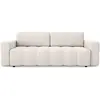 Sia Home Canapé 4 places convertible coffre noyer tissu tramé crème