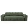 Sia Home Canapé d'angle droit 5 places velours gaufré vert émeraude