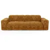 Sia Home Canapé d'angle droit 5 places velours gaufré moutarde