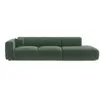 Canapé gauche 5 places velours à motifs vert émeraude 310cm MYRA