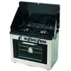 Four Combiné - INCASA - 25L - Réchaud à Gaz 2 Feux - Noir - Accessoires Inclus