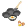 Non communiqué Jimfoty poêle à oeufs, poêle à omelette 4 trous poêles à frire antiadhésives petit déjeuner crêpes omelette à crêpes avec manche en bois pour