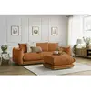 Bobochic canapé droit fixe 3 places ernest avec pouf orange ERNEST
