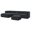 Bobochic canapé d'angle fixe zephyr avec pouf bleu foncé  angle gauche