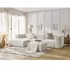 Bobochic canapé d'angle fixe zephyr avec pouf blanc  angle gauche ZEPHYR