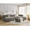 Canapé panoramique fixe ZEPHYR avec pouf taupe   BOBOCHIC 5 places
