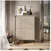 Bobochic buffet haut 4 portes 100 cm lenara avec tasseaux et led beige