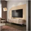 Meuble TV 4 portes 167 cm LENARA avec tasseaux et LED beige   BOBOCHIC