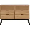 Commode 6 tiroirs 120cm ALBI bois massif et rotin    BOBOCHIC