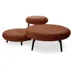 Lot de 3 poufs EDEN tissu velours côtelé orange BOBOCHIC