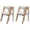 Lot de 2 chaises BASTIDE placage chêne massif et tissu bouclette marro...