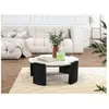 Table basse ronde D.85 cm TORVI plateau marbre et pieds bois massif de...