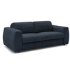 Canapé droit convertible HUGO ouverture express tissu texturé bleu fon...