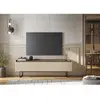 Meuble TV BOBOCHIC - Meuble TV 192 cm LOUNA beige et effet bois avec t...