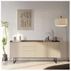 Buffet 3 portes 192 cm LOUNA beige et effet bois avec tasseaux et LED Bobochic
