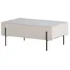 Table basse 2 tiroirs 100 cm MATHILDE plateau effet marbre et pieds noirs Bobochic