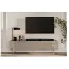 Meuble TV 4 portes 200 cm MATHILDE plateau effet marbre et pieds or be...