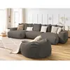 Canapé panoramique fixe VOLTAIRE velours côtelé avec pouf Bobochic