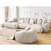 Canapé panoramique fixe VOLTAIRE velours côtelé avec pouf Bobochic