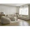 Ensemble canapé droit fixe 3 + 2 places + fauteuil TINA tissu bouclette avec pouf Bobochic