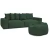 Canapé droit fixe 4 places VOLTAIRE velours côtelé avec pouf Bobochic