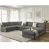 Canapé d'angle modulable PARIS velours côtelé avec 3 chauffeuses, 1 mé...
