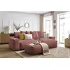 Canapé d'angle réversible convertible coffre VOLTAIRE avec pouf rose ...