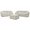 Ensemble canapé droit fixe 3 + 2 places TINA tissu bouclette avec pouf Bobochic