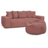 Canapé droit fixe 3 places VOLTAIRE velours côtelé avec pouf Bobochic