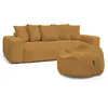 Canapé droit fixe 3 places VOLTAIRE velours côtelé avec pouf Bobochic