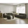 Ensemble canapé droit fixe 3 + 2 places TINA tissu bouclette avec pouf Bobochic