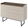 Commode BOBOCHIC - Commode 3 tiroirs 1 porte 118 cm LOUNA beige et eff...