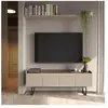 Meuble TV BOBOCHIC - Meuble TV 166 cm LOUNA beige et effet bois avec t...