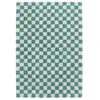 Tapis poils longs damien motifs damier 160x230 Bleu clair - Bobochic