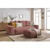 Canapé droit convertible coffre VOLTAIRE avec pouf Rose BOBOCHIC TU