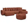 Canapé panoramique fixe VOLTAIRE velours côtelé avec pouf Bobochic