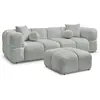 Canapé droit fixe 3 places CRISTINA avec pouf gris clair   BOBOCHIC