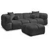Canapé droit fixe 3 places CRISTINA avec pouf gris foncé BOBOCHIC