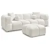 Bobochic canapé droit fixe 3 places cristina avec pouf blanc CRISTINA