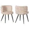 Bobochic lot de 2 chaises solea tissu velours beige SOLEA