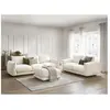 Ensemble canapé droit fixe 3+2 places ERNEST avec pouf beige   BOBOCHIC