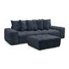 Canapé droit convertible coffre ANAKIN tissu texturé avec pouf bleu fo...