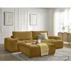 Canapé d'angle réversible ANAKIN tissu texturé avec pouf jaune  révers...
