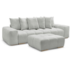 Canapé droit fixe 3 places ANAKIN tissu texturé avec pouf gris clair  ...